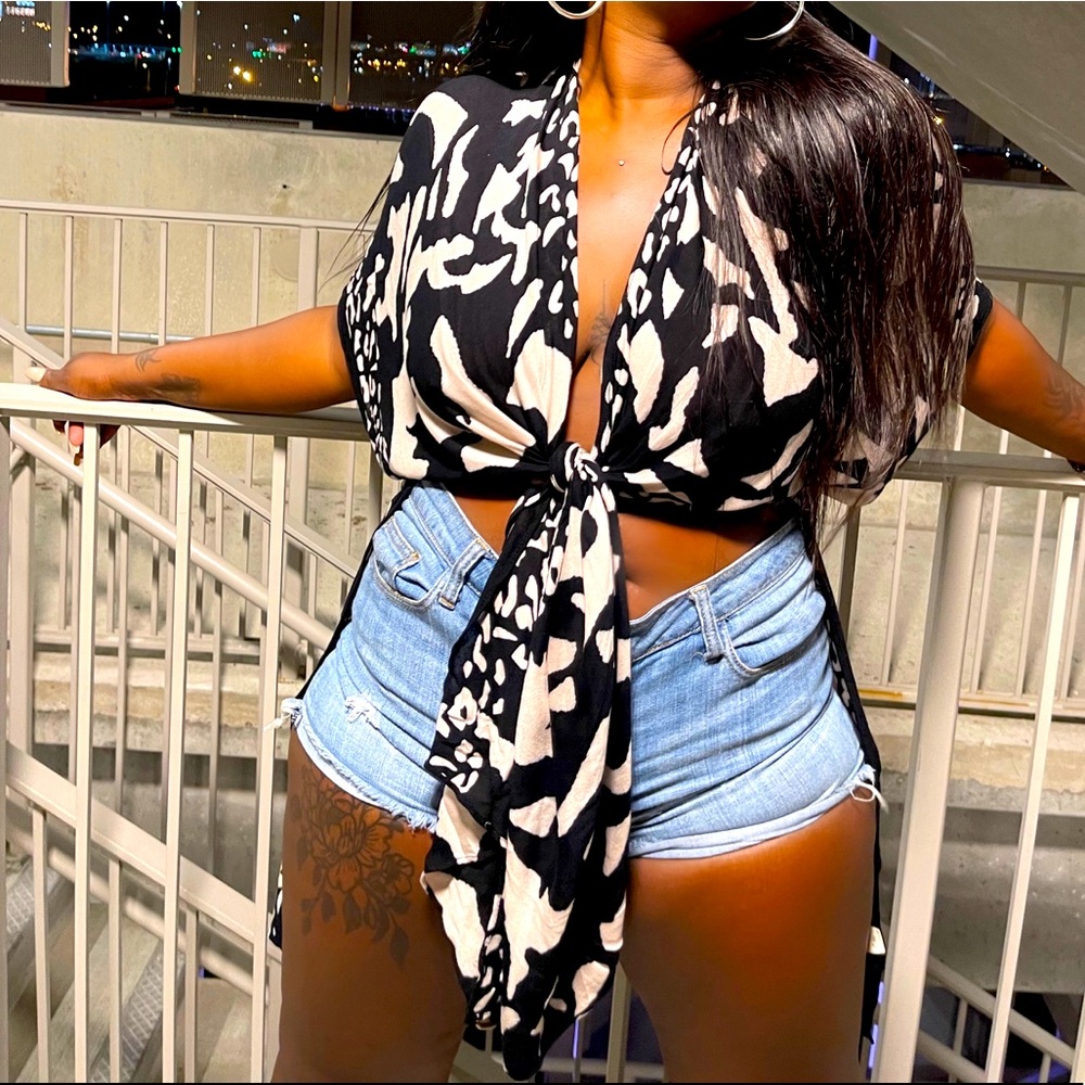 In Between Printed Kimono Top